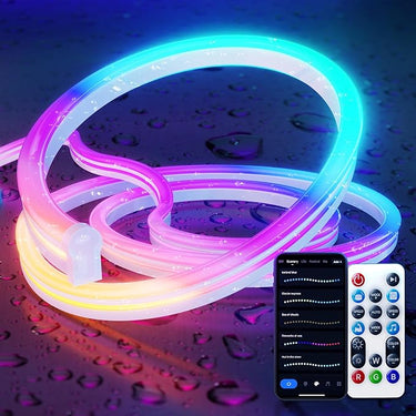 Smart Striscia LED 3 metri, RGB-IC Striscia Luminosa Cambia Colore, Sincronizzazione Musicale, Funziona con Alexa e Google Assistant, per Soggiorno, Camera da Letto, Decorazione da Parete, WiFi 2.4Ghz